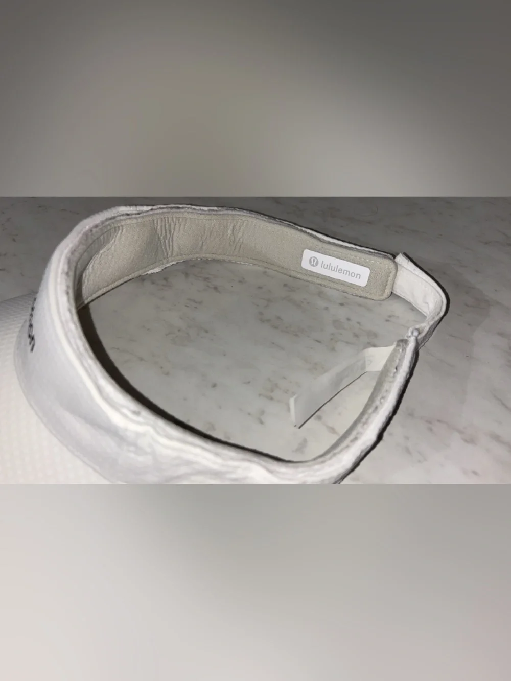 lululemon athletica White Mesh Performance Visor with Black Logo